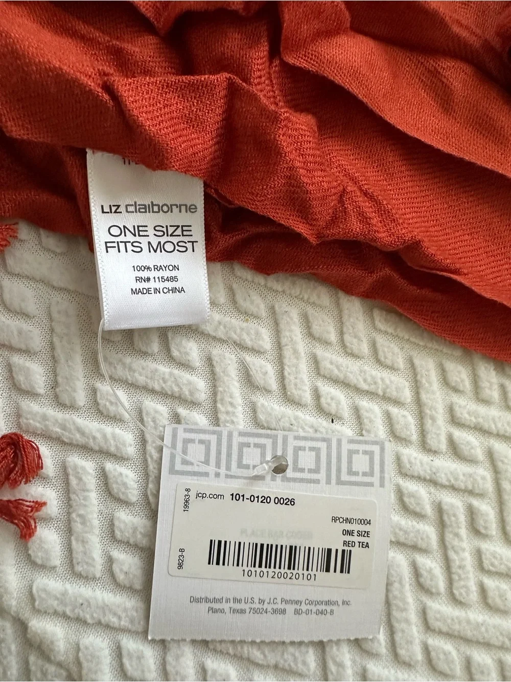 LIZ CLAIBORNE burnt orange Fringe Scarf